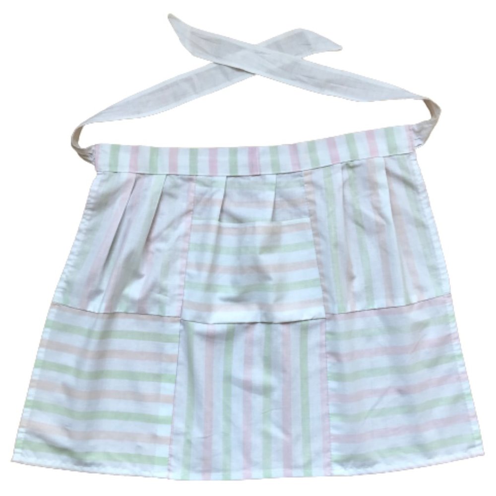 Vintage Pastel Colors Striped Handmade Half Apron